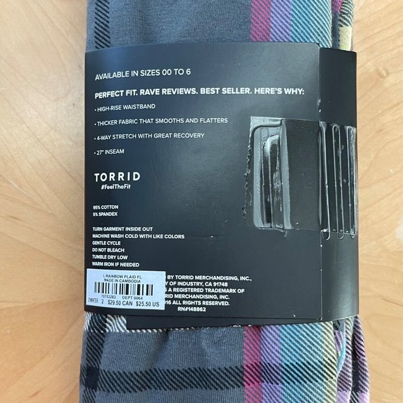 Torrid - Premium Leggings - Rainbow Epic Plaid Women's Size 0X/12 Pride Comfy - Picture 5 of 5